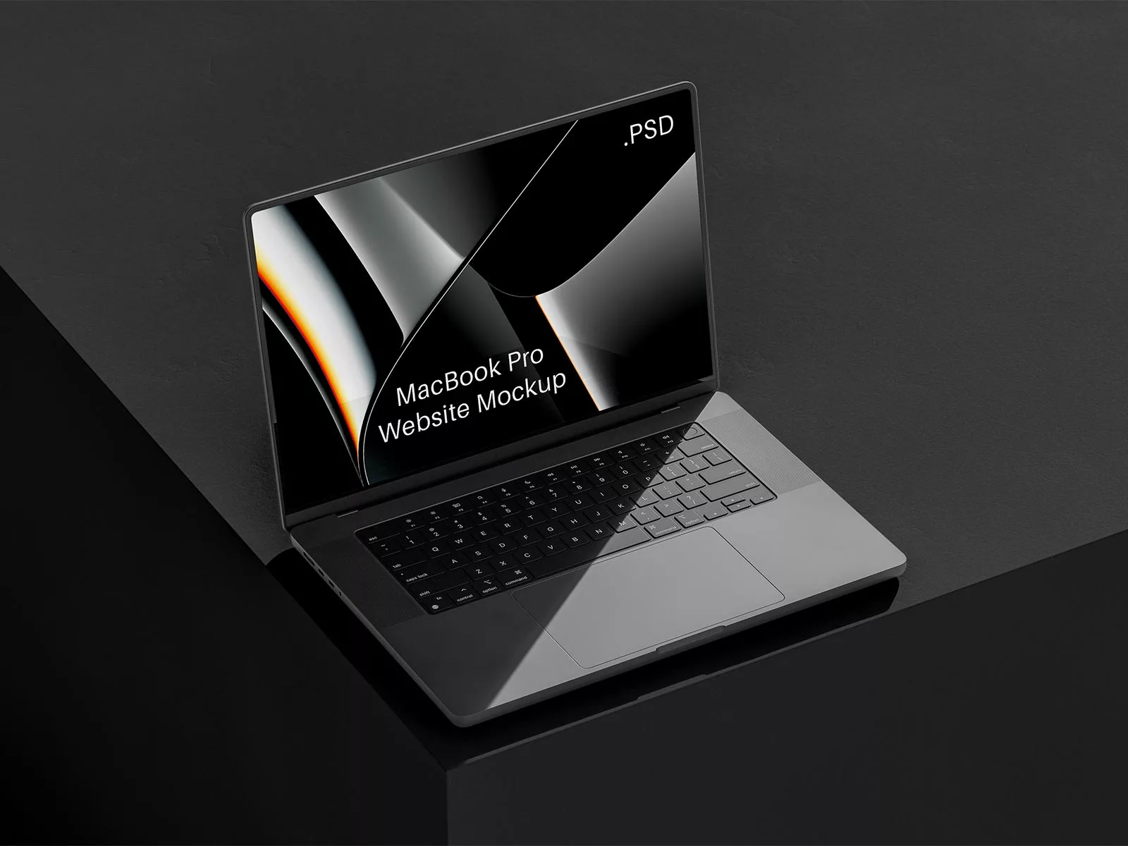 Refurbished MacBook Pro in space black on a dark studio surface